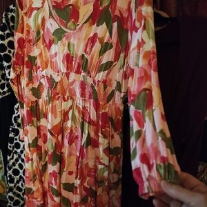 Terra & Sky Multicolor Floral Long Sleeve Dress
